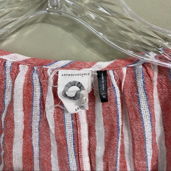 Anthropologie Sz Xs Peasant Blouse Audria Striped - Picture 5 of 8
